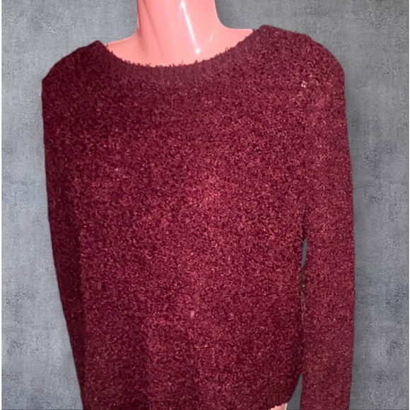 New Directions burgandy fuzzy sweater size M - Picture 1 of 7